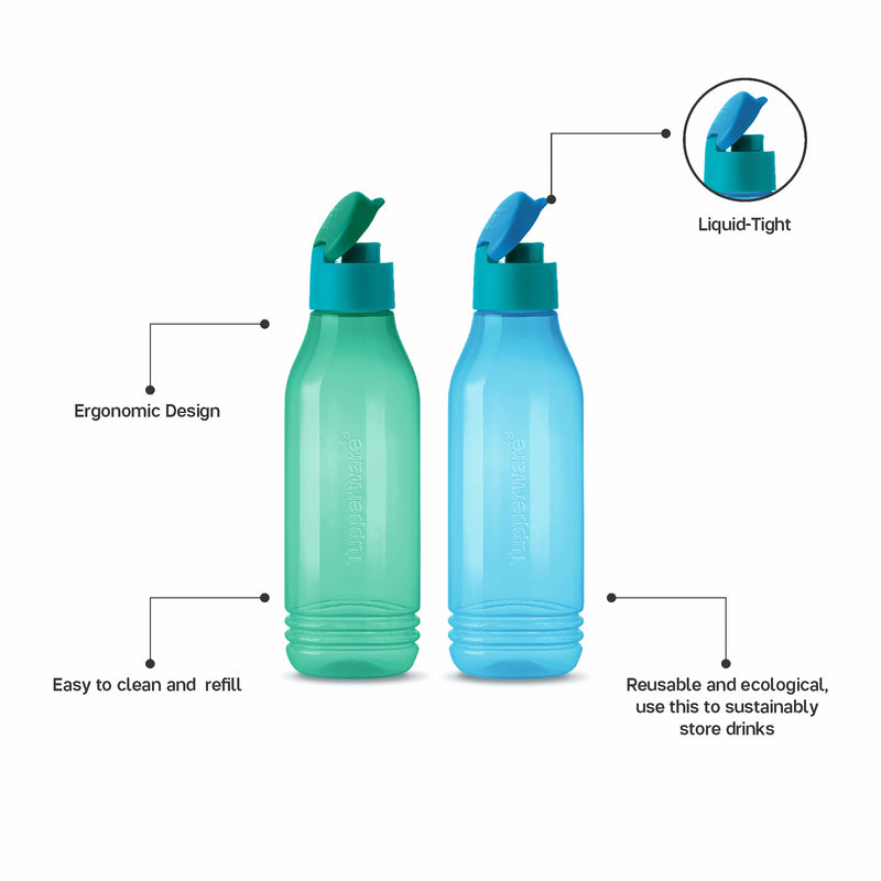 Tupperware Plastic Triangular Water Bottles, 750 ml, (Set of 2)