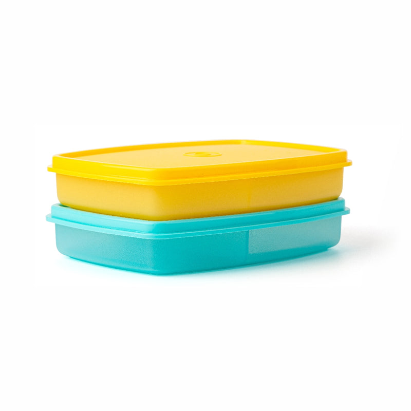 Tupperware Slim Divided Lunch Container (Set of 2), Yellow & Blue