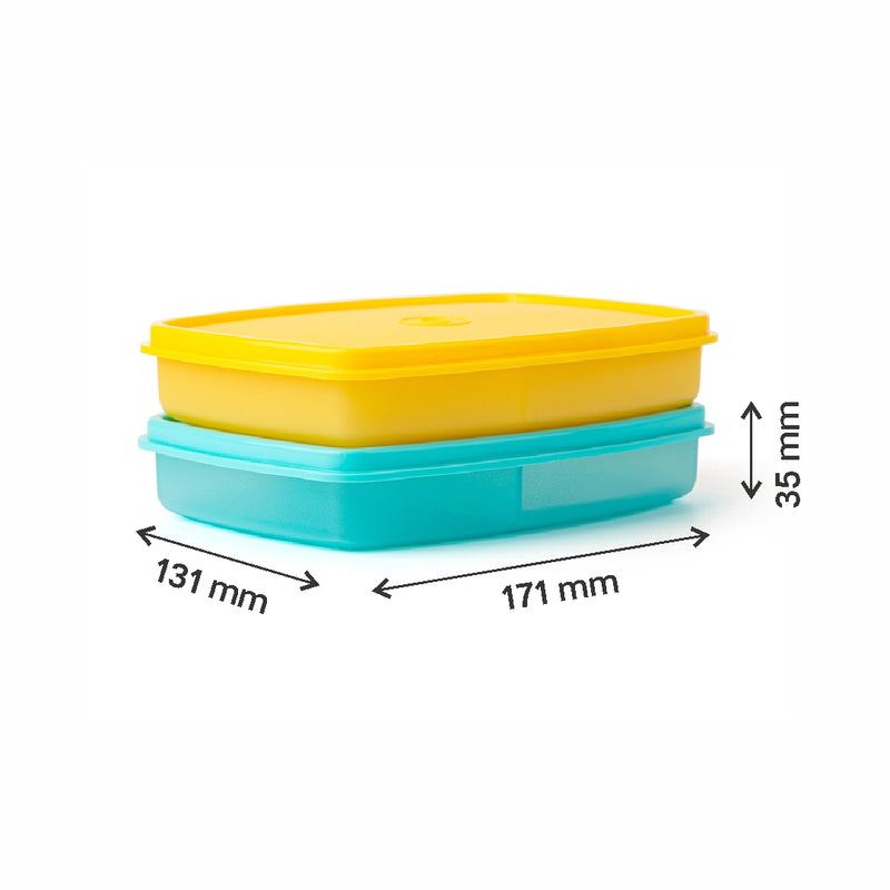 Tupperware Slim Divided Lunch Container (Set of 2), Yellow & Blue