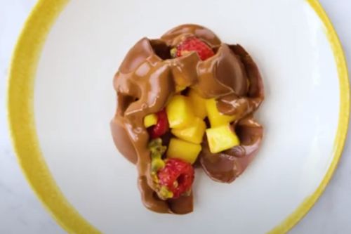 Chocolate dome with fruit