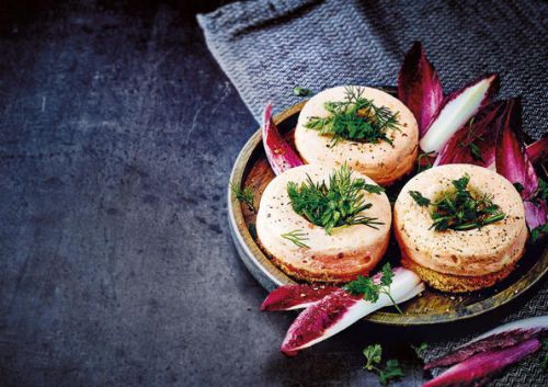 Salmon Rings with Crunchy Toasts and Fresh Herbs