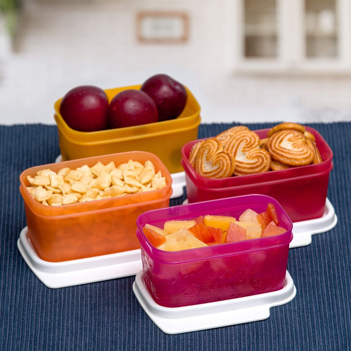 Set of 4 Tupperware Keep Tab Xtra MINI -160 ml each-Multicolor Snacks Container 